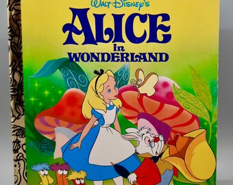 Petit livre d'or vintage « Alice au pays des merveilles » de Disney ~ 1991