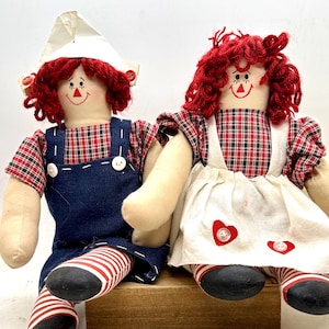 Vintage Raggedy Ann and Andy Handmade Dolls
