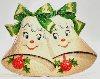 Handmade Vintage Style Christmas Standees, Handmade Snowman Shelf Sitter, Retro Holiday Table Decor, Glitter Christmas Decoration, Santa Pup
