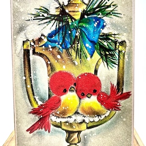 Handgefertigtes Vintage Style Weihnachten Rote Vögel Holzschild