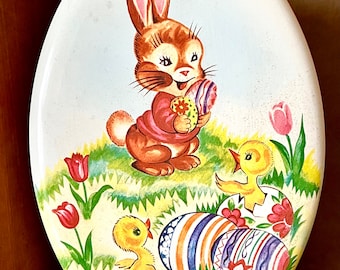 Vintage Easter Bunny and Chicks Tin ~ Made in England