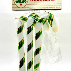 NOS Vintage Blow Mold Christmas Candy Cane Ornaments ~ Package of 3
