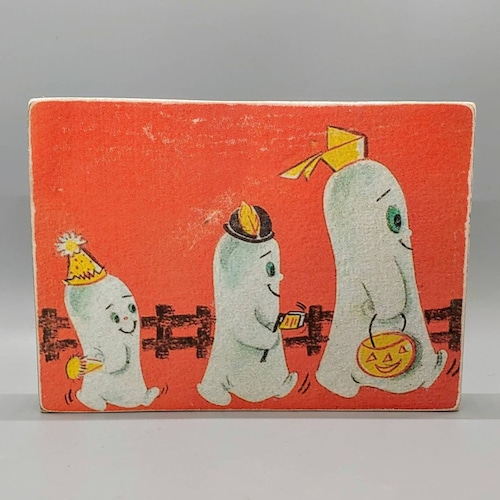 Vintage Style Halloween Ghosts 5x7 Wood Sign/ Shelf Sitter