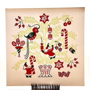 Vintage Chrysons Santa and Ribbon Candy Christmas Card- Used