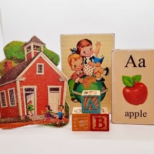 Cartelli in legno fatti a mano in stile vintage "Giorni di scuola"/da scaffale