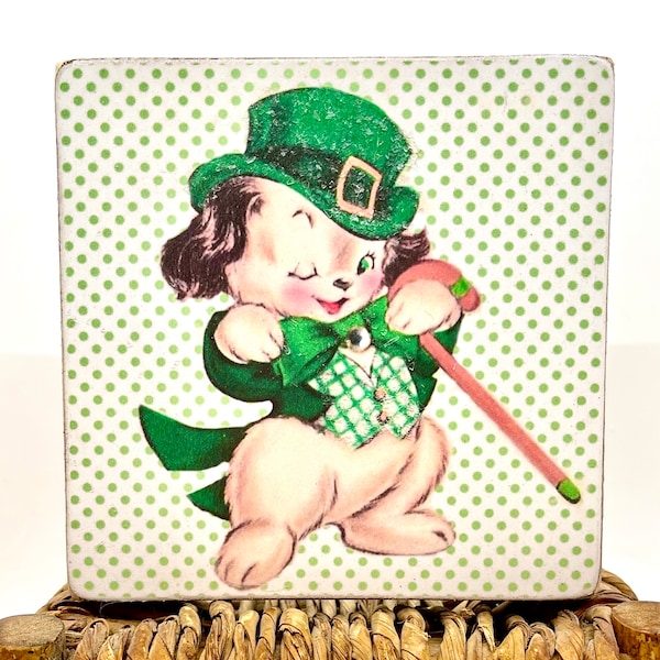 Handmade Vintage Style Handmade St. Patrick's Day Wood Block Signs/Shelf Sitters