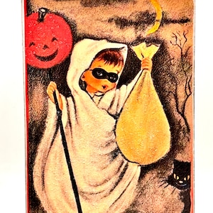 Cartello in legno/mensola per "dolcetto o scherzetto" di Halloween fatto a mano in stile vintage