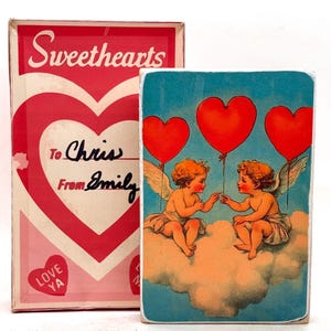 Handmade Vintage Style Valentine Cupids Wood Block Sign/Shelf Sitter