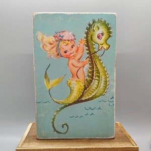 Handmade Vintage Style Mermaid Wood Sign/Shelf Sitter