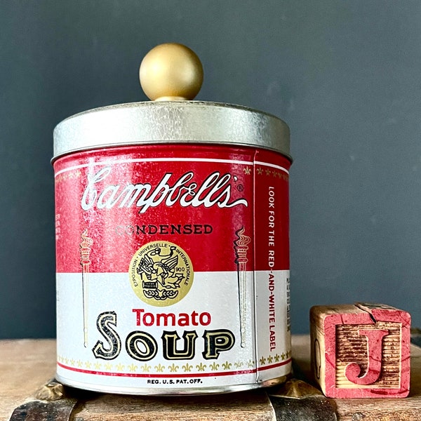 Upcycled Vintage Bristolware Campbell’s Tomato Soup Tin Canister~1993