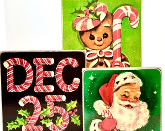 Handmade Vintage Style Christmas Candy Collection Wood Signs/Shelf Sitters and Standee