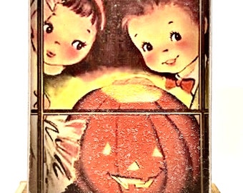 Handmade Vintage Style Halloween Wood Sign/Shelf Sitter