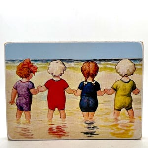 Plaque en bois/étagère en bois pour enfants de style vintage fait main