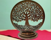 Entangled Tree Of Life Duro Wood w Table Top Stand and w Free Customization