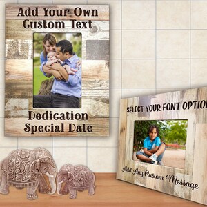 Photo Frame Wood Light Textured Faux Rustic Finish (one) w/ Free Personalization