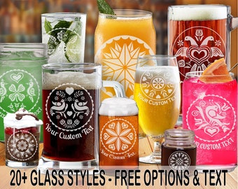 1.z Glass PA Dutch Hex Signs Professionally Laser-Etched Beer/Wine/Cocktail (one) w/ FREE Personalization (00GLB) by Red Tail Crafters