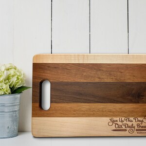 Variegated Hardwood Cutting Board (8x12) Totally Laser Engraved with &quot;Your Daily Bread&quot;