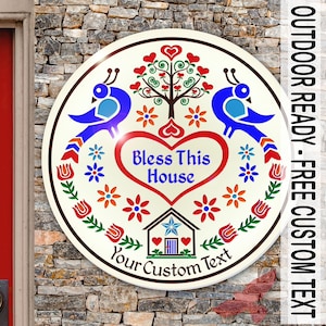 hxa: BLESS_HOME HEX (08-32in) Acrylic PA Dutch Hand-Painted Outdoor/Indoor Sign w/ Free Customization
