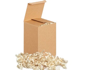 Kraft 04x04x08H Gift Box w/ Natural Wood Curl Filling