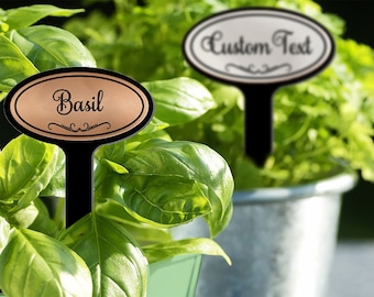 gs_Garden Stakes Oval-Top Metalgraph Acrylic Herb Plant Markers by Red Tail Crafters