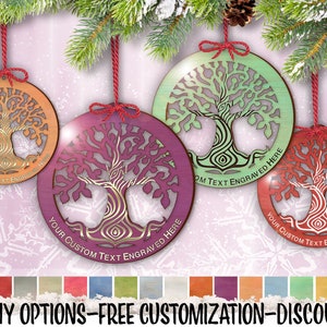 orn: TREE Of LIFE Shabby-Chic Family Tree Ornament (one) w/ Free Personalization by Red Tail Crafters