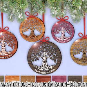 orn: TREE Of LIFE Exotic Wood Family Tree Ornament (one) w/ Free Personalization by Red Tail Crafters