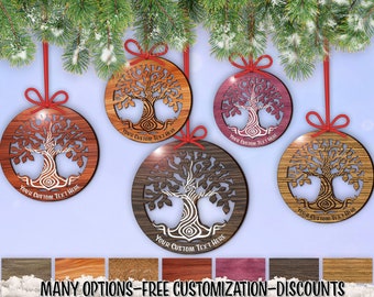 Orn: Tree of Life Exotic Wood Family Tree Ornament (one) w/ Free Personalization by Red Tail Crafters