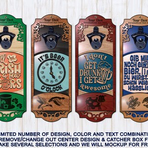 Bar Decor!  (14.5x5.4) Bottle Opener Wall-Mount Customized Color-Style-Text-Font
