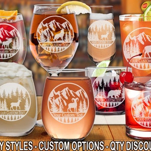 1.z Glass Wildlife Wonders Professionally Laser-Etched Beer/Wine/Cocktail (one) w/ FREE Personalization (6GLA) by Red Tail Crafters