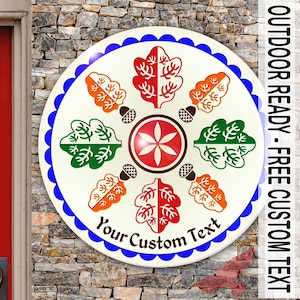 hxa: MIGHTY_OAK HEX (08-32in) PA Dutch Hand-Painted Outdoor/Indoor Sign w/ Free Customization
