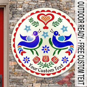 hxa: DOUBLE_DISTELFINK HEX Hand-Painted (08-32in) PA Dutch Outdoor/Indoor Sign w/ Free Customization by Red Tail Crafters