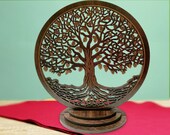 TOL Entangled Tree Of Life (11in) Duro Wood w 3-Tier Custom Stand by Red Tail Crafters