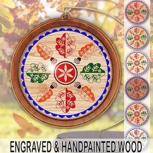 hxo: MIGHTY OAK Ornament Engraved Wood Pa Dutch Hex Sign by Red Tail Crafters
