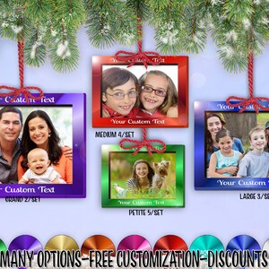 cset! Mirrored Frame 2/Set - 5/Set HRECT Holiday Photo Ornament w/ Free Personalization by Red Tail Crafters