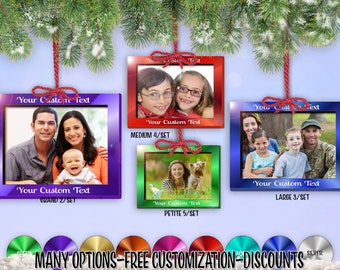 cset! Mirrored Frame 2/Set - 5/Set HRECT Holiday Photo Ornament w/ Free Personalization by Red Tail Crafters