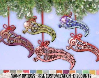 orn: MUSICAL SCORE Shabby-Chic Holiday Ornament w/ Free Personalization by Red Tail Crafters