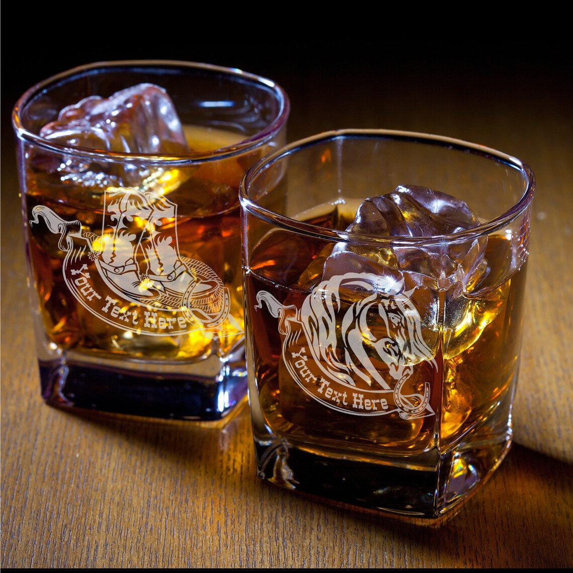 GLC Cowboy Western Whiskey & Shot Glasses one w/ Free Etsy