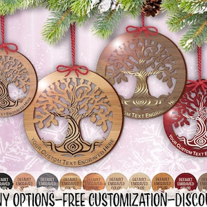 orn: TREE Of LIFE Hardwood Family Tree Ornament (one) w/ Free Personalization by Red Tail Crafters