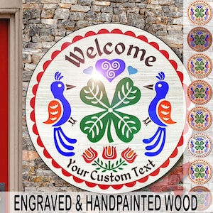 hxw: WELCOME IRISH Engraved Wood Hand-Painted (08-36&quot;) PA Dutch Hex Sign by Red Tail Crafters