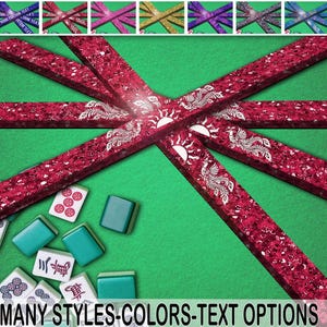 mj_MAHJONG PUSHERS Customized 4/Set Laser Cut Engraved Sparkling GLITTER Acrylic Tile Pushers (only) by Red Tail Crafters