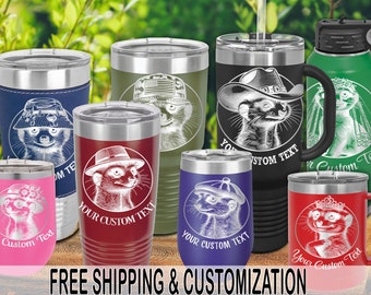 apc: MEERKATS WITH HATS .Laser-Etched Insulated Tumbler w/ Free Personalization by Red Tail Crafters (14)