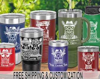 apc: LLAMA LOVLIES .Laser-Etched Insulated Tumbler w/ Free Personalization by Red Tail Crafters (08)