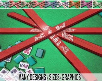 mj_MAHJONG_PUSHERS WOOD (Color-Washed Collection) Single to 4/Set Customized Graphics/Text and Custom Size Up to 1.75Hx23.7L Inches