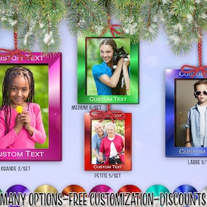 cset! Mirrored Frame 2/Set - 5/Set VRECT Holiday Photo Ornament w/ Free Personalization by Red Tail Crafters