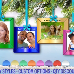 Orn! Cut-Out Text Mirror-Acrylic Photo Frame Holiday Ornament (one) w/ Free Personalization by Red Tail Crafters