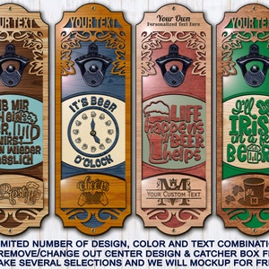 Bar Decor! (18x6) Bottle Opener Wall-Mount Customized Color-Style-Text-Font
