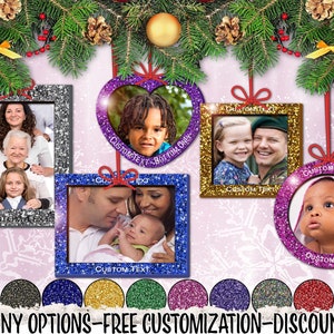 csgl! Photo Frame CLASSIC Glitter Acrylic Holiday Ornament w/ Free Personalization by Red Tail Crafters