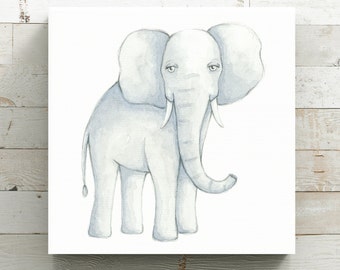 Sweet Elephant Watercolor Canvas Print - Animal Painting Print - Original Art by Angela Weber