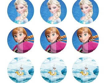 INSTANT DOWNLOAD - Frozen Inspired 4x6 One Inch Digital Bottle Cap Images