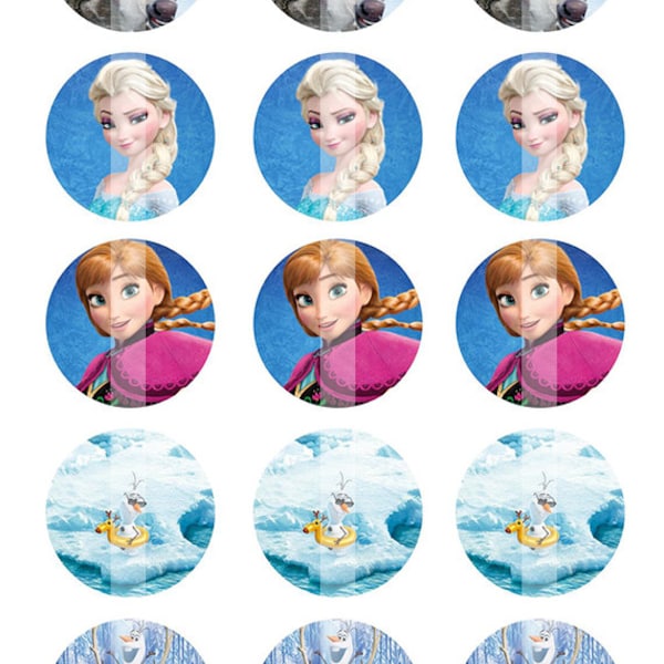 INSTANT DOWNLOAD - Frozen Inspired 4x6 One Inch Digital Bottle Cap Images